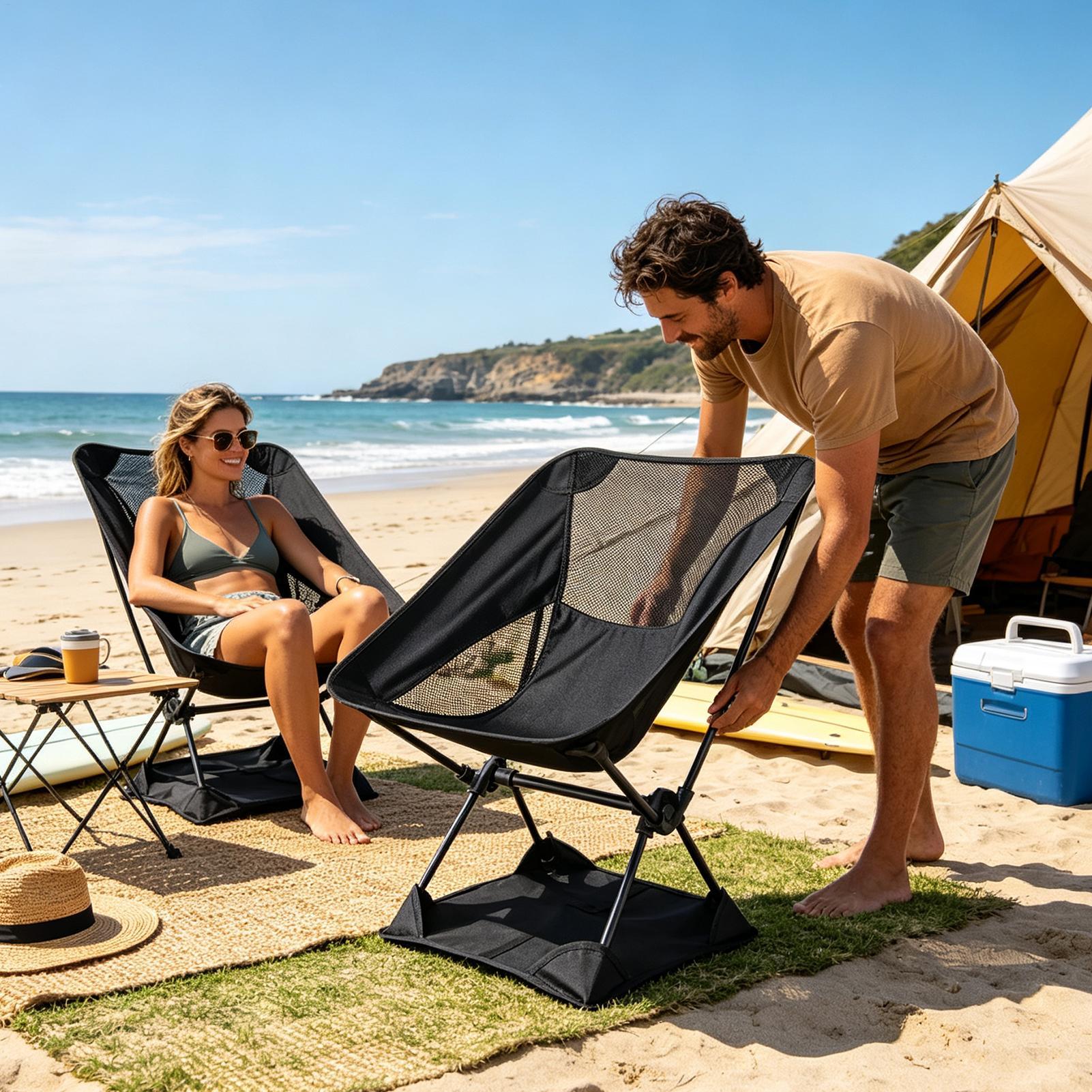 Outdoor Camping Table And Chairs - Oxford Cloth Anti-Sink Camp Chair Ground