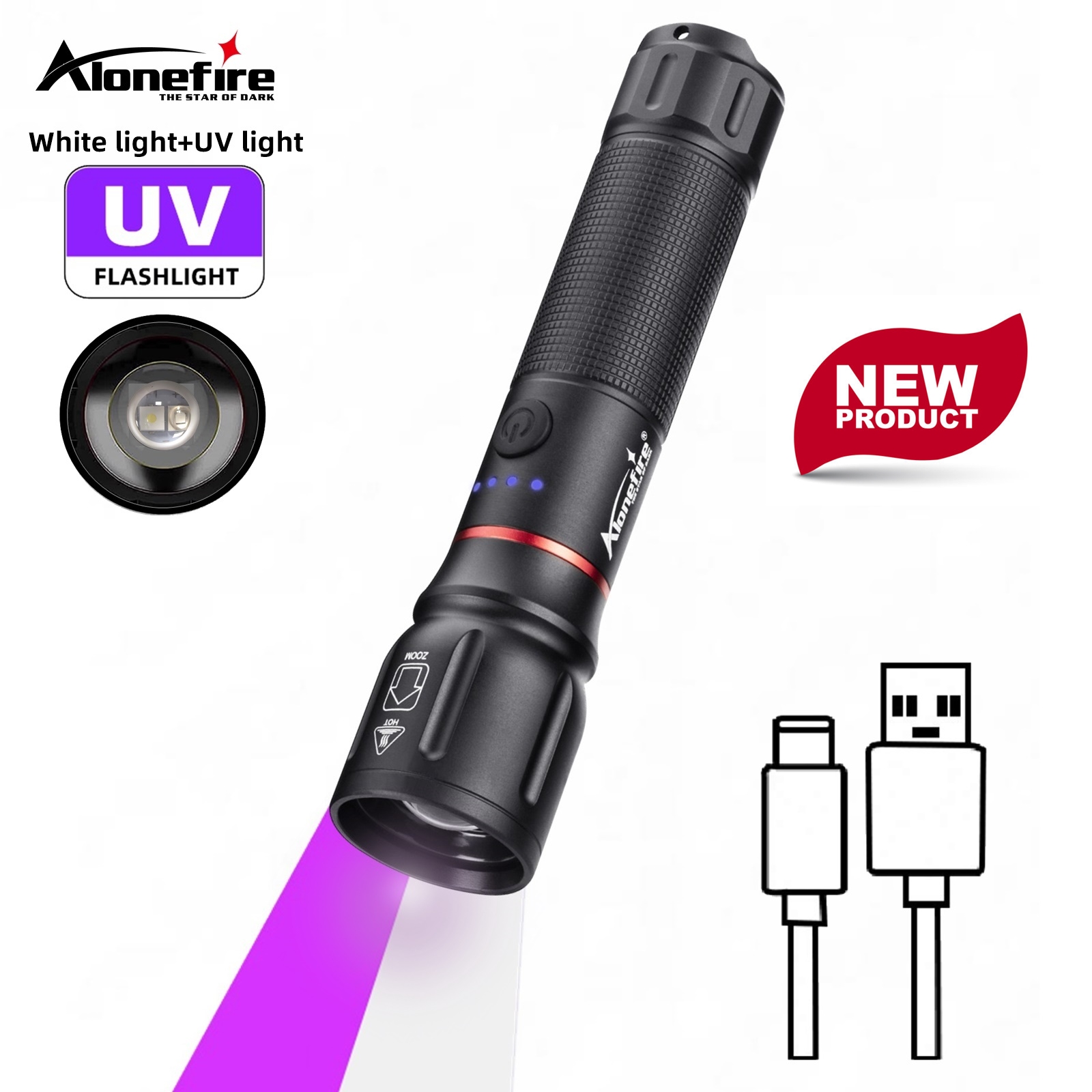 Outdoor Camping Adventure Lamp - 2-in-1 Zoom High Power UV Light+LED