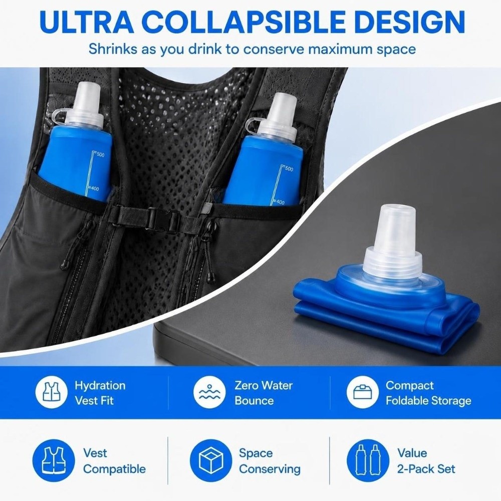 2 Pack Convenient TPU Collapsi - Collapsible Water Bottle ulasan dan harga