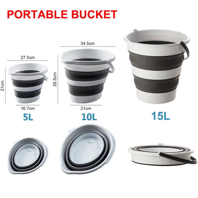 Collapsible Bucket 5L-15L Stri - Outdoor Camping Bin ulasan dan harga