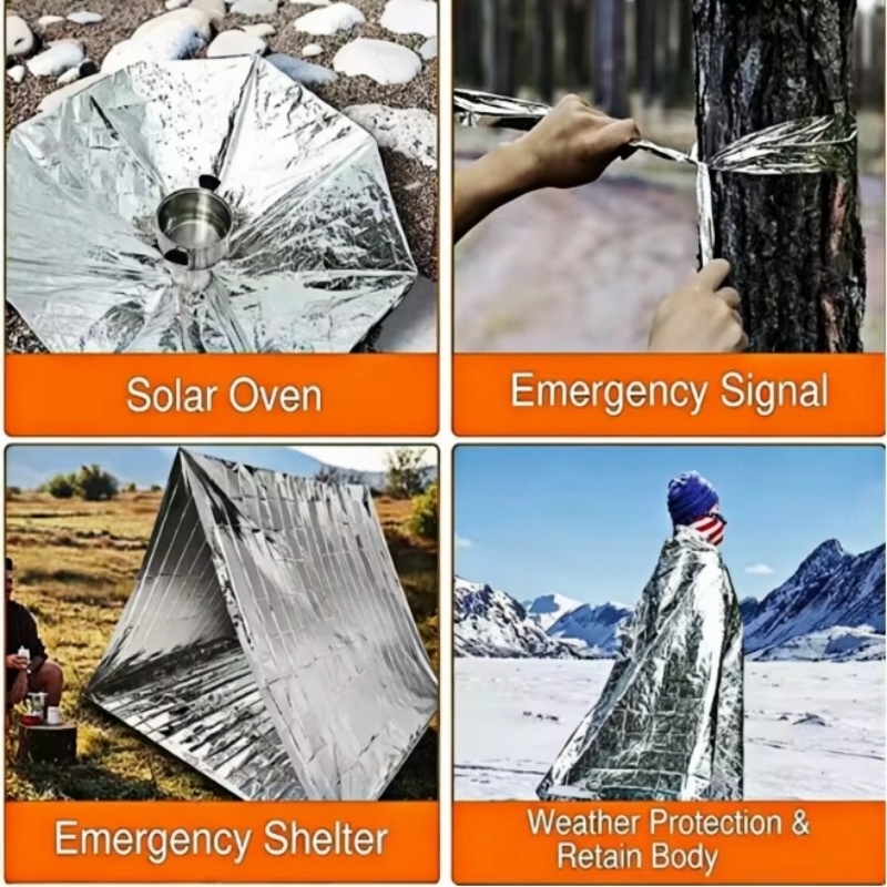 4Pcs Survival Mylar Thermal Sp - Outdoor Camping Heated Blanket ulasan dan harga