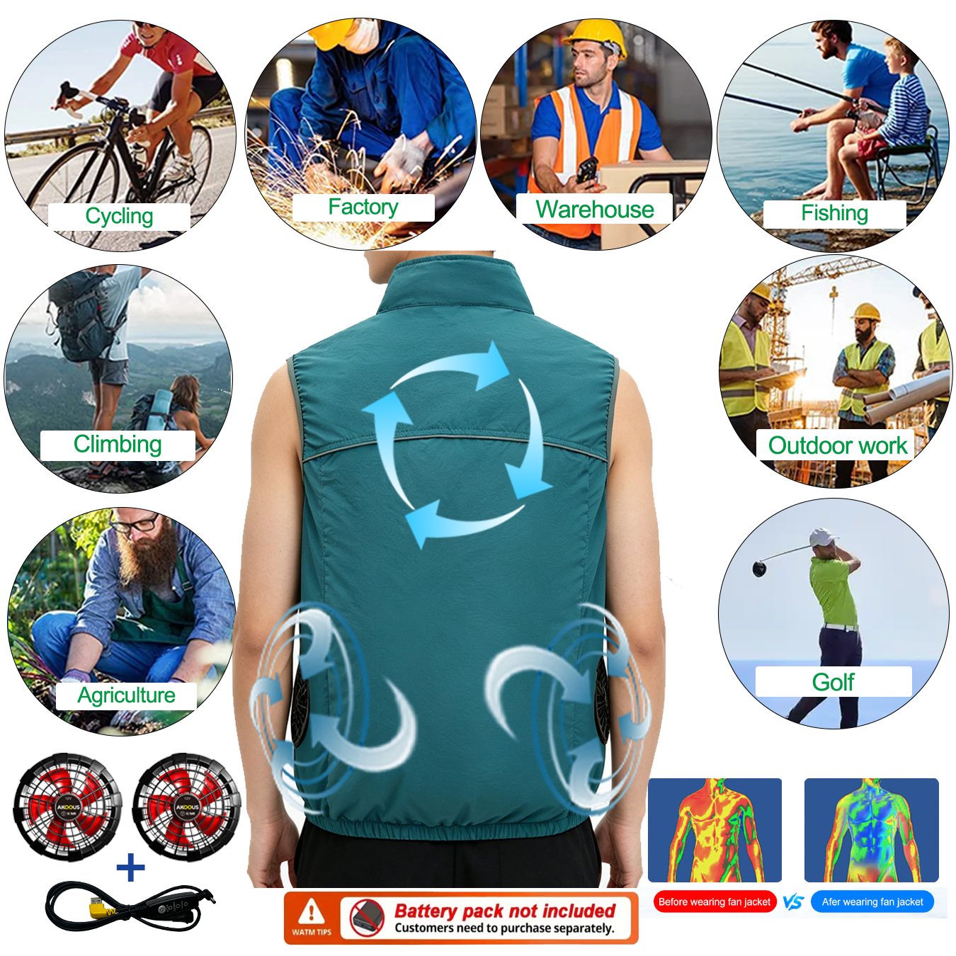 12V 5V USB Sleeveless Cooling  - Outdoor Camping Air Conditioner ulasan dan harga