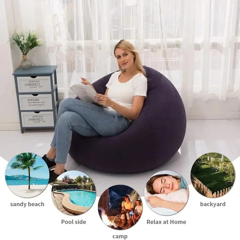 Large Inflatable Lazy Sofa PVC - Outdoor Camping Couch ulasan dan harga